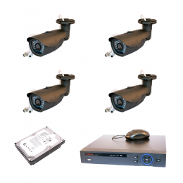 Комплект аналогового відеоспостереження HD CVI на 4 камери Winson WS-CVR9704 IR90143C 4шт Seagate 1ТБ