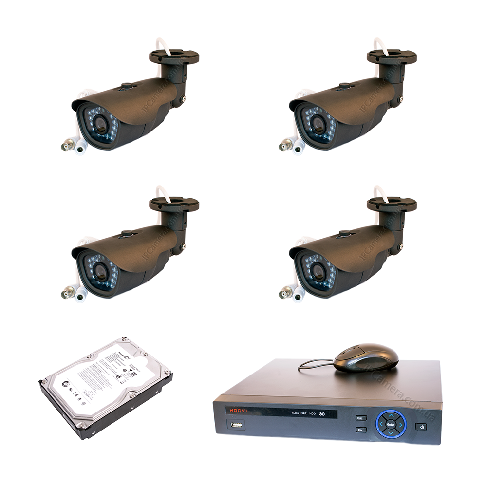 Комплект аналогового видеонаблюдения HD CVI на 4 камеры Winson WS-CVR9704 IR90143C 4pcs Seagate 1TB
